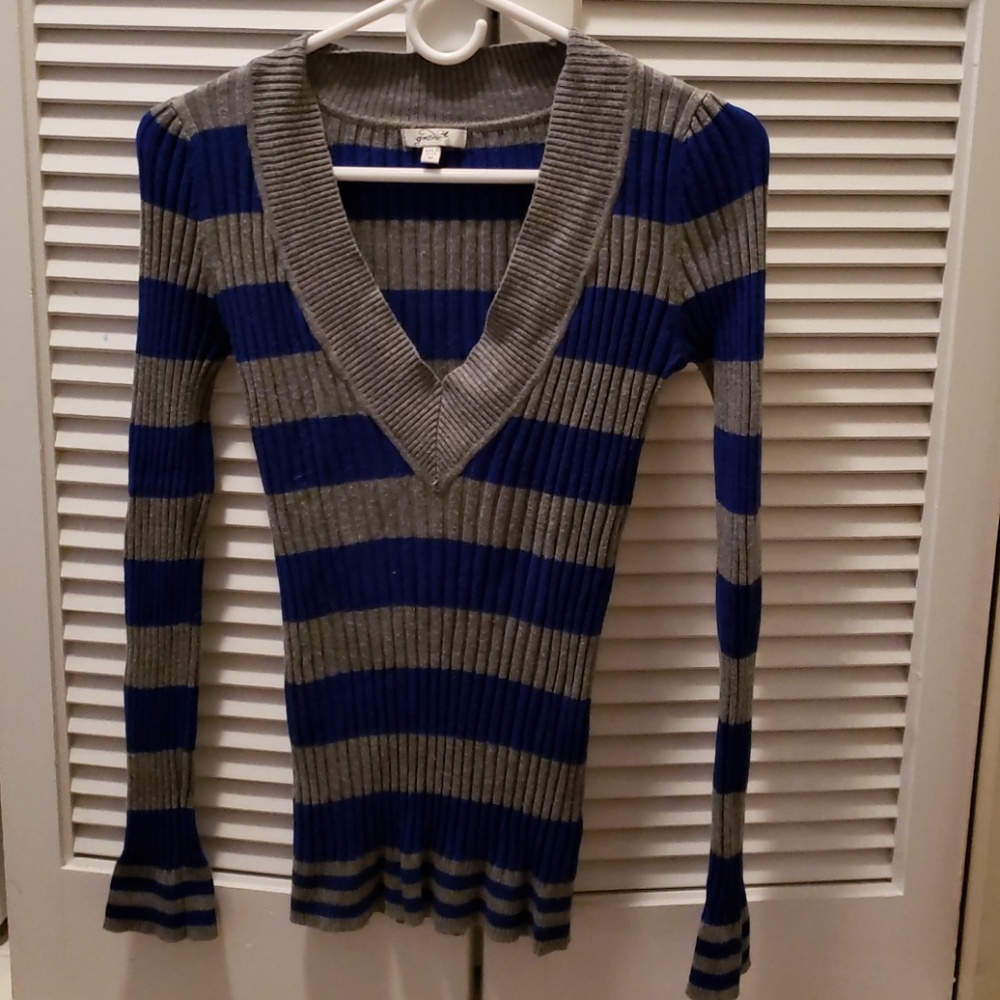 SALE! Striped V-neck Sweater 17% off!